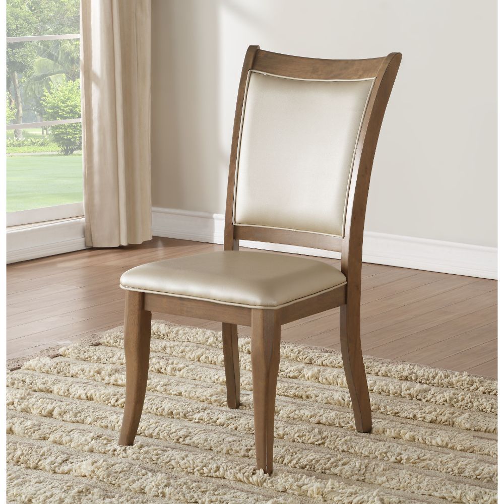 Harald - Side Chair (Set of 2) - Beige Synthetic Leather & Gray Oak