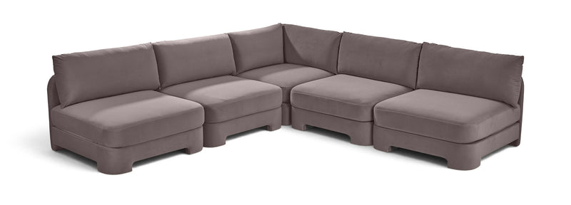 Hammond - Velvet Performance Fabric Upholstered 5 Piece Armless Sectional
