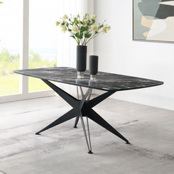Klaus - Dining Table - Crystal Tempered Glass Top & Black Finish