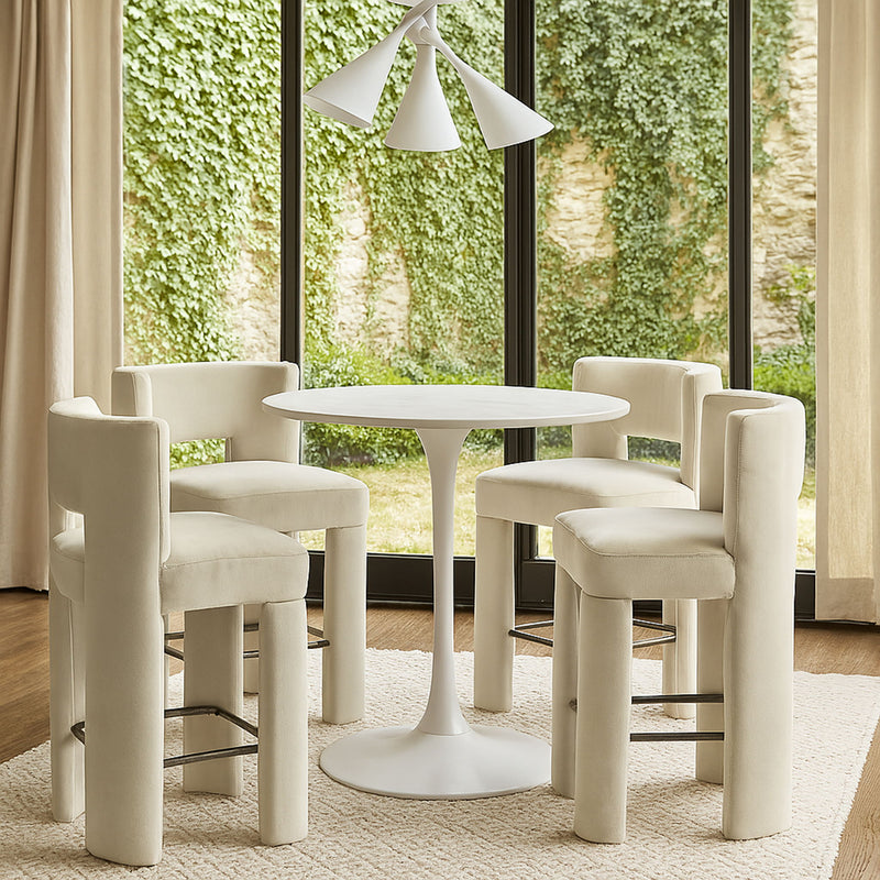 Zuno - Velvet Performance Fabric Upholstered Counter Stool (Set of 2)