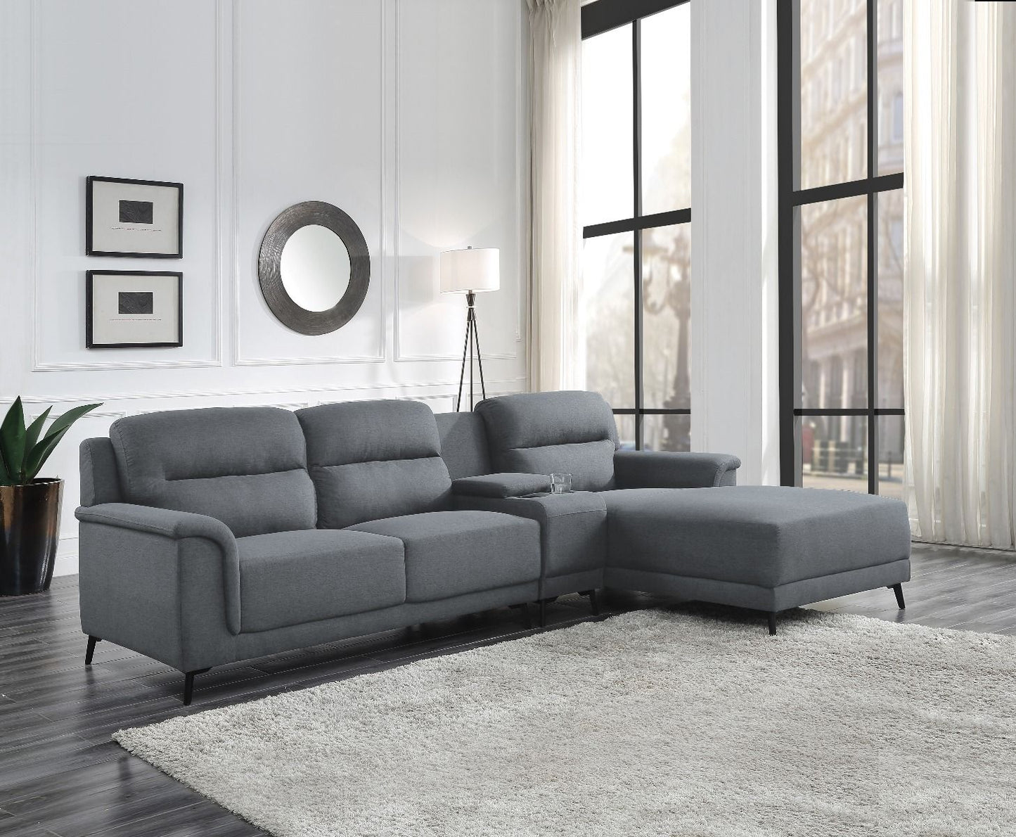 Walcher - Sectional Sofa - Gray Linen