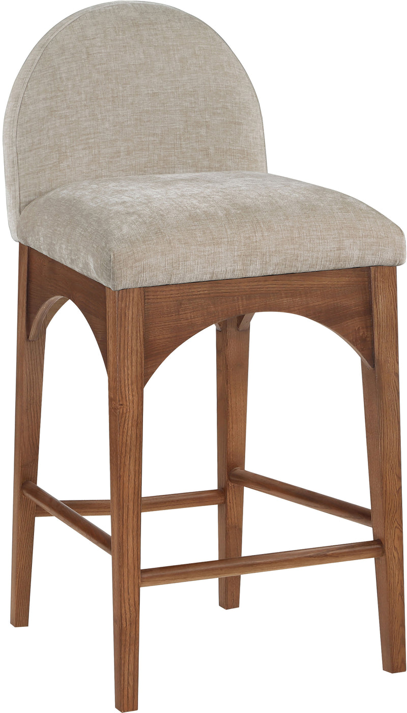 Waldorf - Chenille Stool With Brown Legs