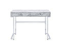 Tigress - Writing Desk - White Printed Faux Marble & Chrome Finish