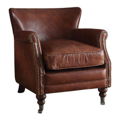 Leeds - Accent Chair - Vintage Dark Brown Top Grain Leather