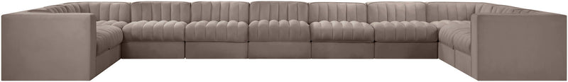 Rummi - Velvet Performance Fabric Upholstered 11 Piece Modular Sectional