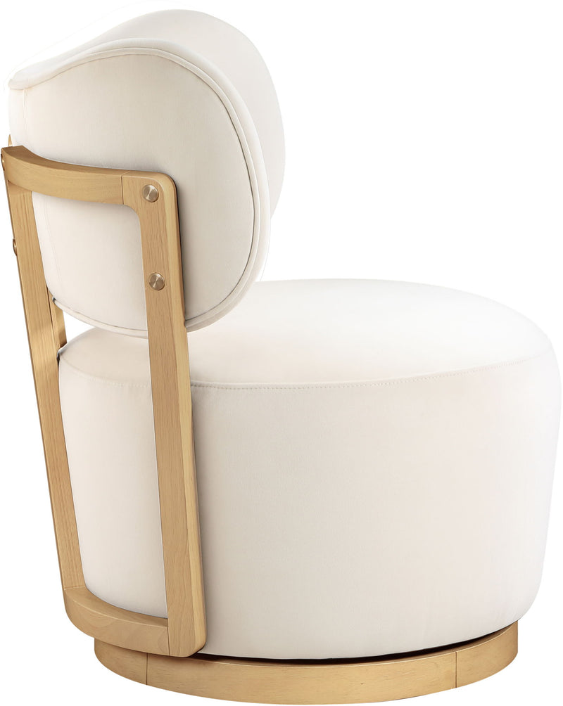 Elara - Velvet Upholstered Swivel Accent Chair - Stained Natural