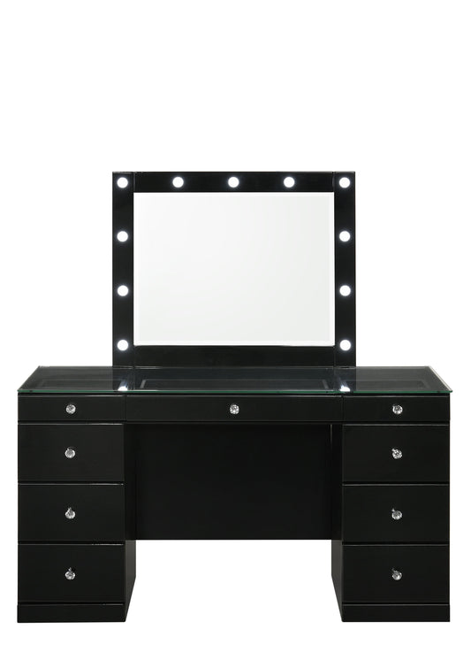 Avery - Vanity Desk With Glass Top And LED Mirroк
