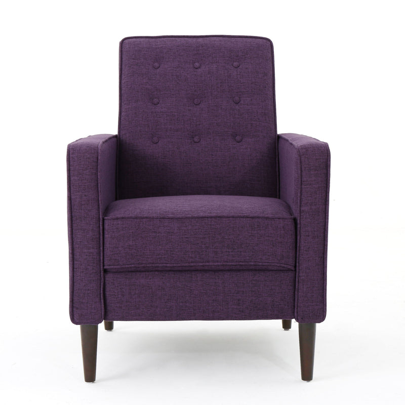 Mid-Century Modern Recliner With Button Tufted Waffle Stitch