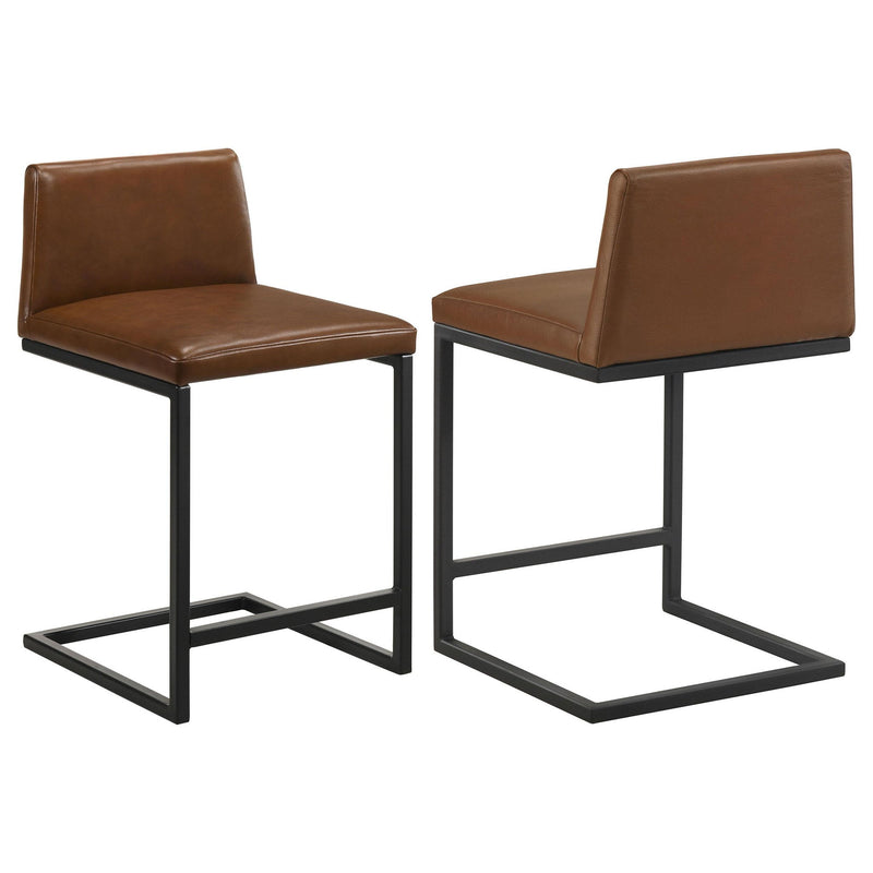 Vardon Genuine Leather Counter Height Chair Dark Brown (Set of 2)