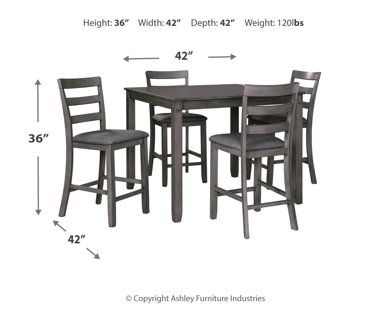 Bridson - Gray - Square Counter TBL Set (Set of 5)