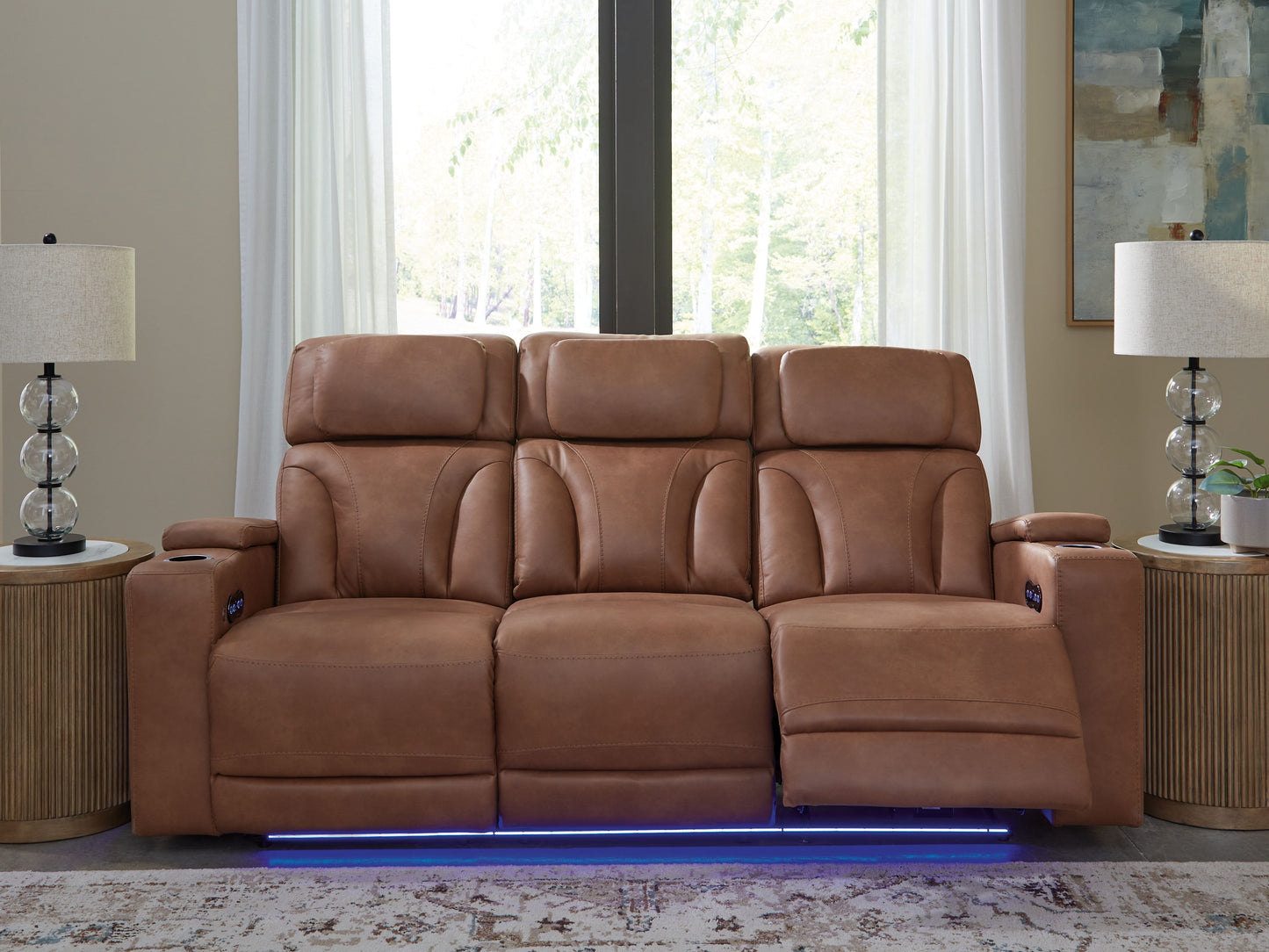 Clean-Slate - Caramel - Power Reclining Sofa / Adj Headrest