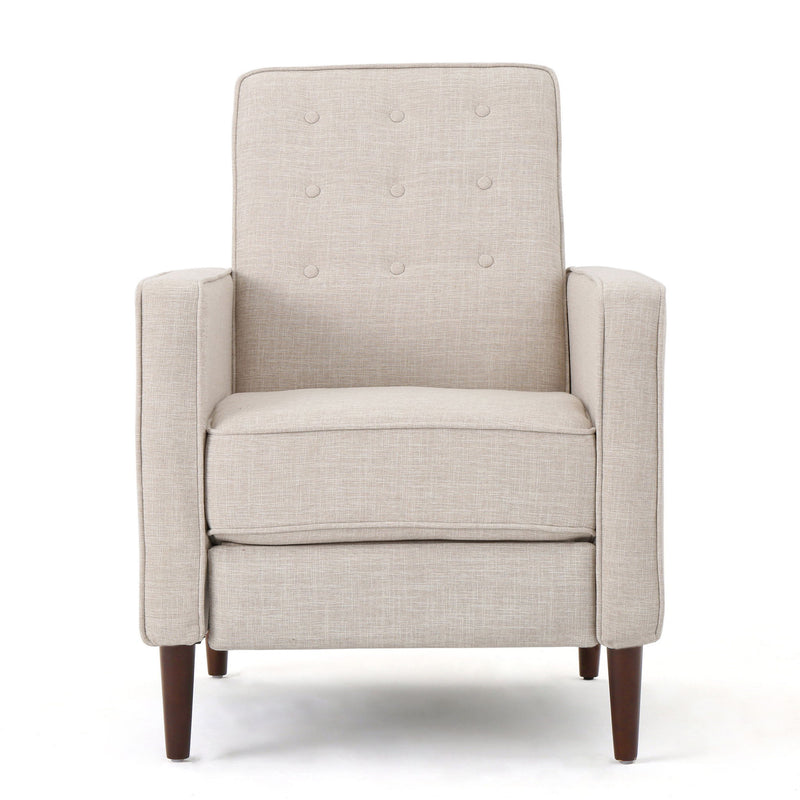Mid-Century Modern Recliner With Button Tufted Waffle Stitch