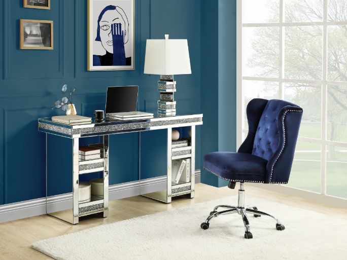 Noralie - Writing Desk - Mirrored & Faux Diamonds