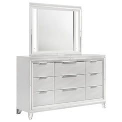 Marmore - 9-Drawer Dresser And LED Mirror - White