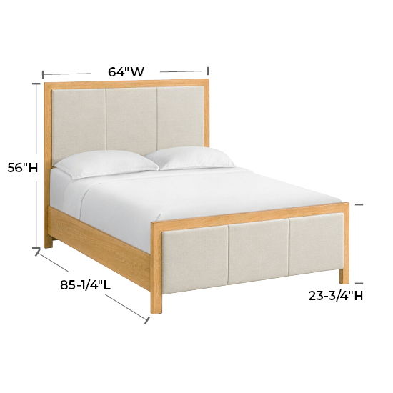 Bailey - Queen Upholstered Panel Bed - Natural / Taupe