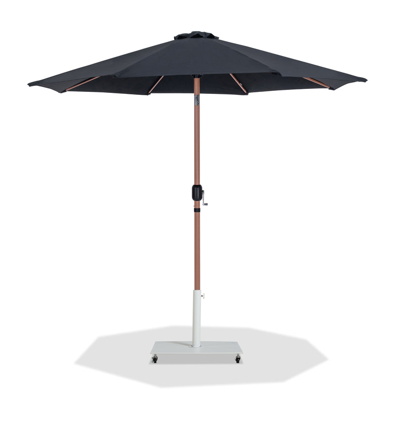Fiji - Aluminum Patio Umbrella With Square White And Teak Base