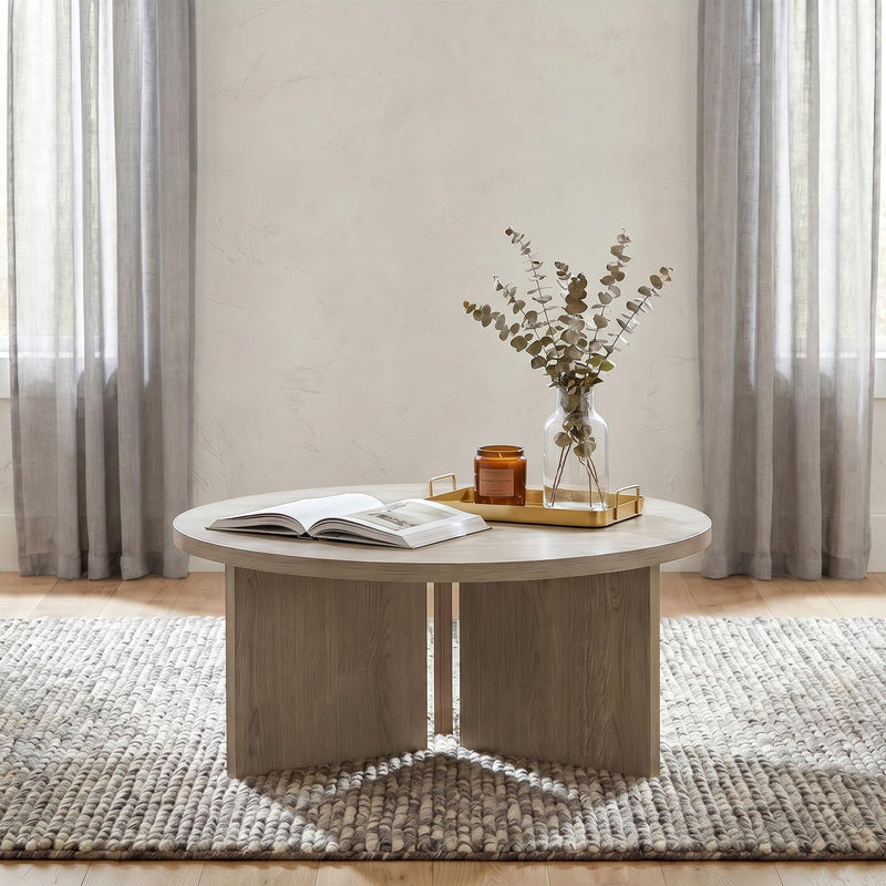 Aragon Round Panel Base Coffee Table Latte