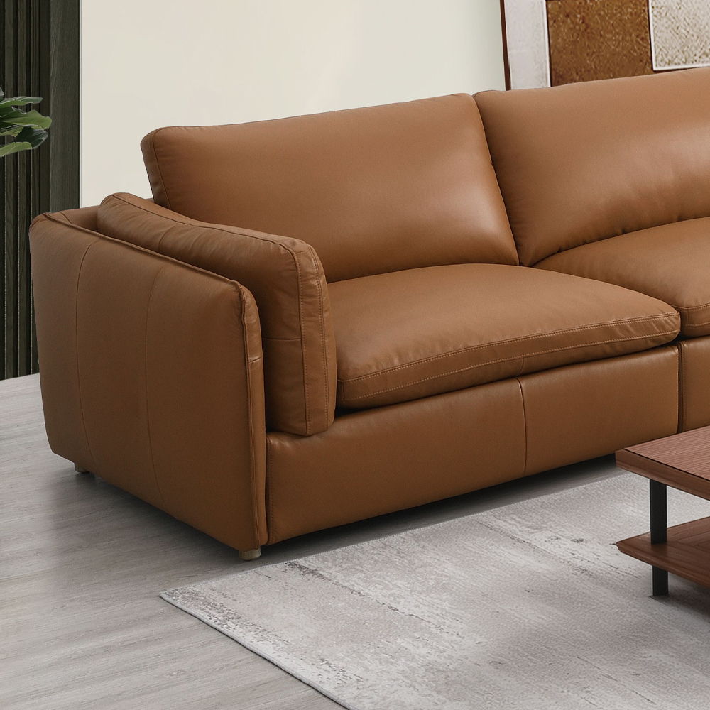 Brighton - Modular Left Facing Arm Chair - Brown Top Grain Leather