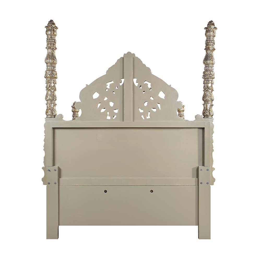 Danae - Eastern King Bed - Synthetic Leather , Champagne & Gold