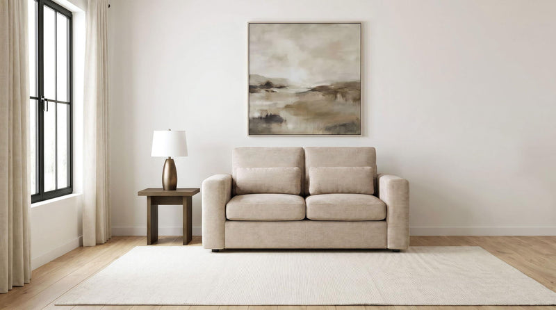 Amador Chenille Upholstered Track Arm Loveseat Camel