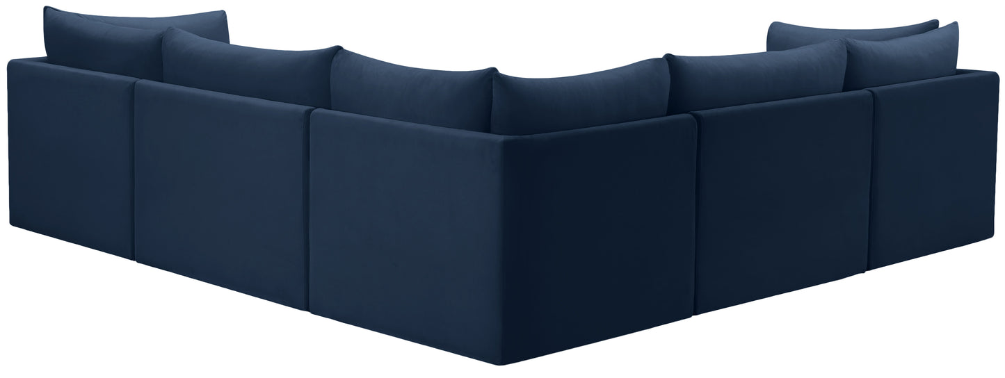 Jacob - Modular Sectional 5 Piece - Navy - Fabric