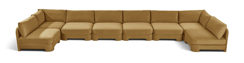Hammond - Velvet Performance Fabric Upholstered 8 Piece U-Shaped Armless Sectional - Beige