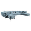 Zerah - Sectional Sofa With 7 Pillows - Dusty Blue Fabric