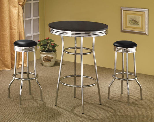 Retro - 3 Pieces Round 1950s Bistro Pub Bar Table Set