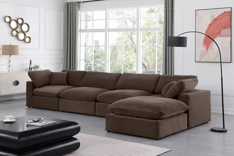 Comfy - 5 Piece Velvet Modular Sectional With Chaise