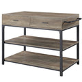 Macaria - Kitchen Island - Rustic Oak & Black Finish - 36"