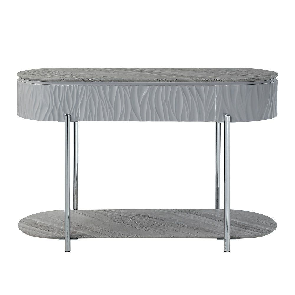 Yukino - Sofa Table - Gray High & Chrome