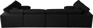 Plush - Velvet Standart Comfort Modular Sectional 6 Piece - Black - Fabric - Modern & Contemporary