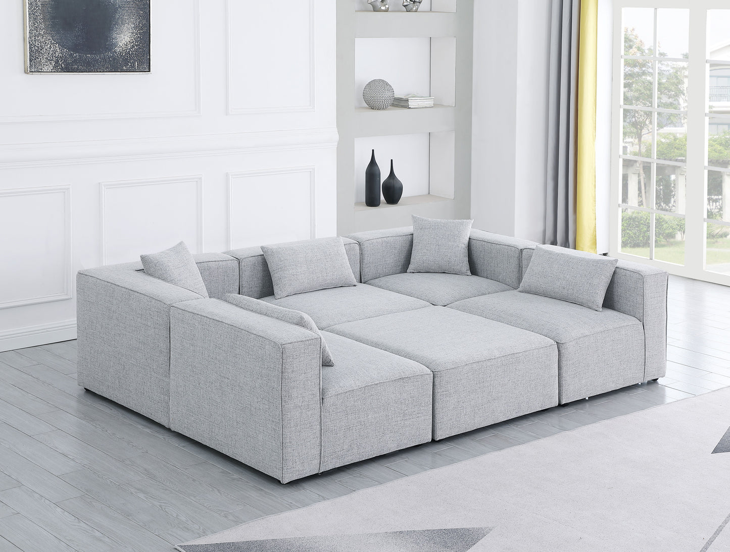 Cube - Modular Sectional 6 Piece - Gray - Fabric