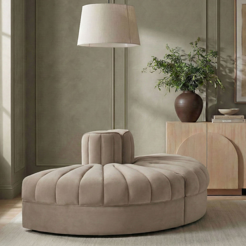Rummi - Velvet Performance Fabric Upholstered 2 Piece  Rounded Modular Loveseat