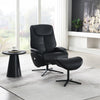Labonita - Motion Accent Chair With Swivel & Ottoman - Black Top Grain Leather & Black