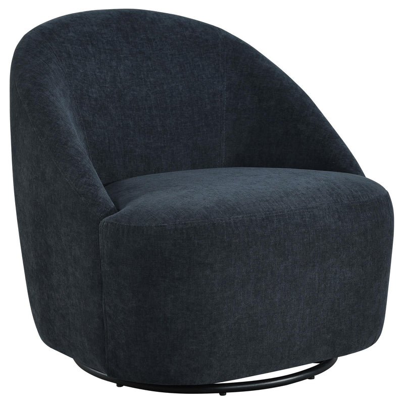 Leon Chenille Upholstered Swivel Accent Chair Black