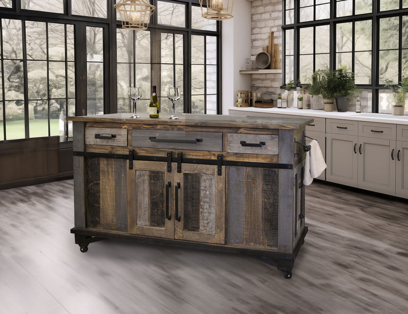 Loft - Kitchen Island - Two Tone Gray / Brown
