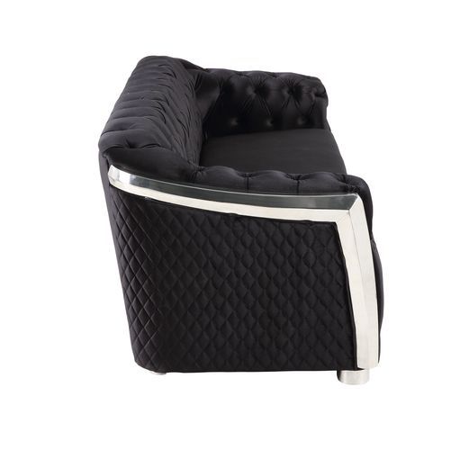 Pyroden - Sofa - Black Velvet & Chrome Finish