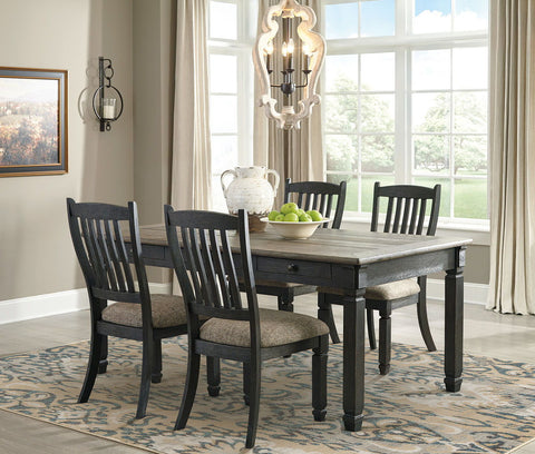 Dark Gray / 5 Pc. - Rectangular Dining Room Table, 4 Upholstered Side Chairs
