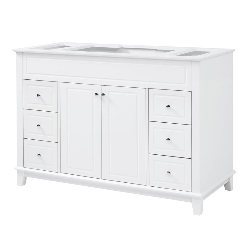 Bathroom Vanity Cabinet Only, 6 Soft Close Drawers & Double Doors - White