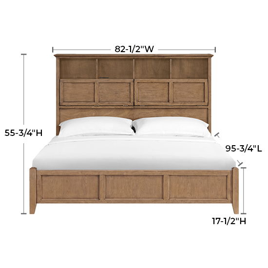 McKenzie - King Classic Bookcase Storage Bed - Pecan