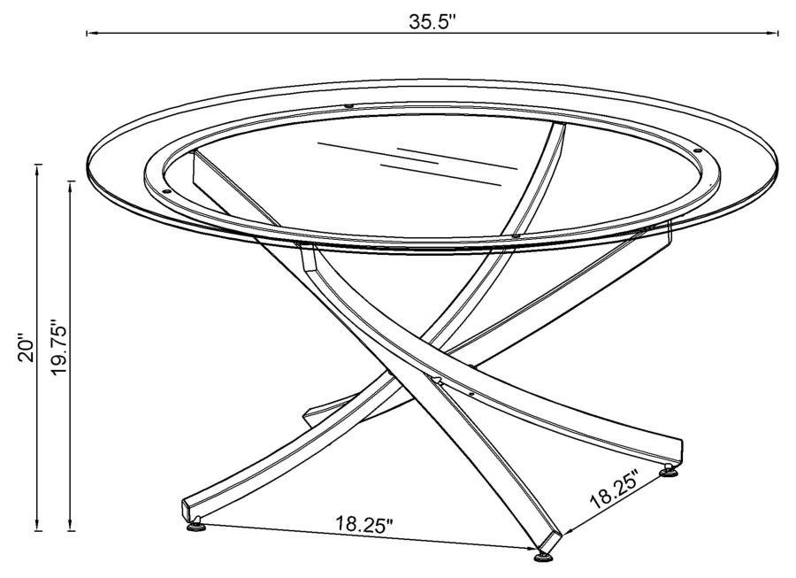 Brooke - Round Glass Top Coffee Table Metal Base