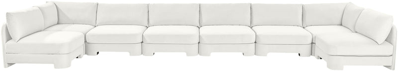 Hammond - Velvet Performance Fabric Upholstered 8 Piece U-Shaped Armless Sectional - Beige