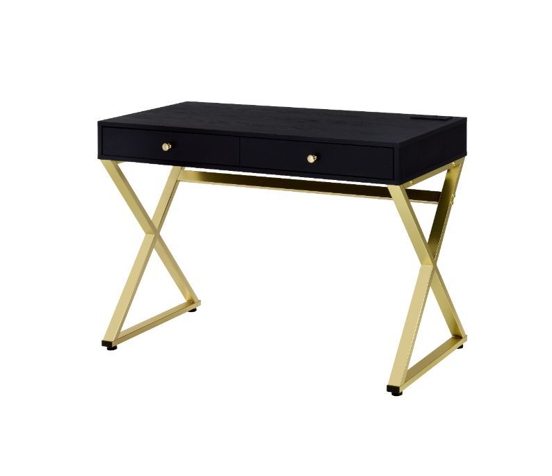 Coleen - Desk - Black & Brass Finish