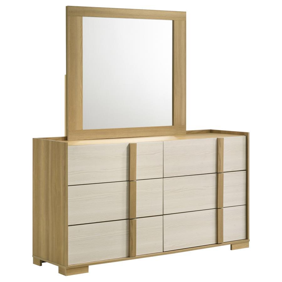 Hyland - 6-Drawer Dresser With Mirror - Natural