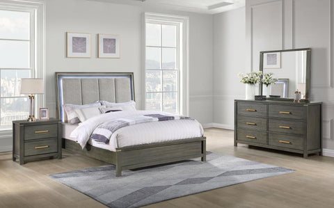 Dark Gray / 4 Pc. Bed, Dresser, Mirror, Nightstand / California King