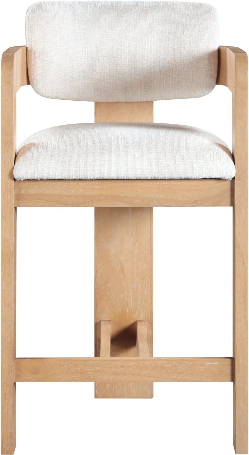 Sacha - Linen Stool With Natural Base