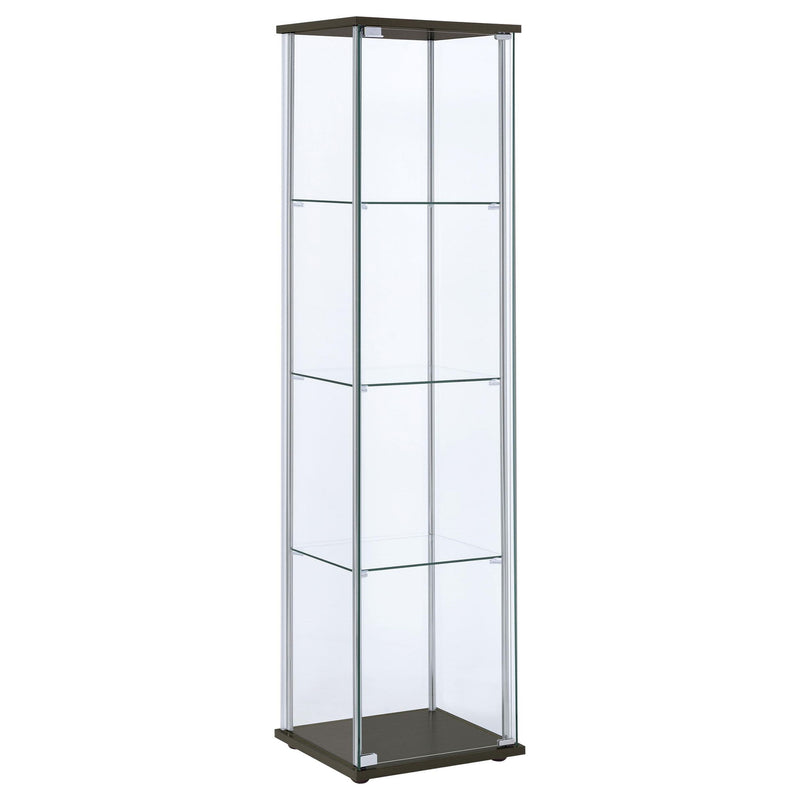 Bellatrix 3-shelf Clear Glass Curio Cabinet Cappuccino