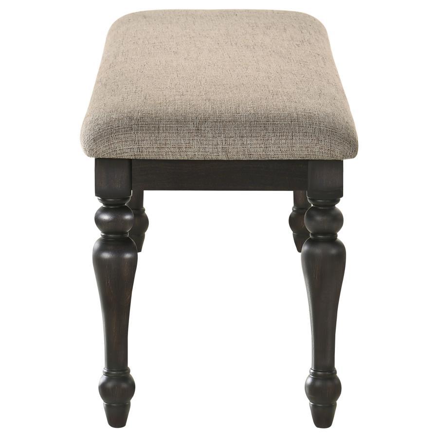 Bridget - Fabric Upholstered Dining Bench - Stone And Charcoal