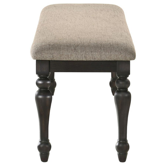 Bridget - Fabric Upholstered Dining Bench - Stone And Charcoal